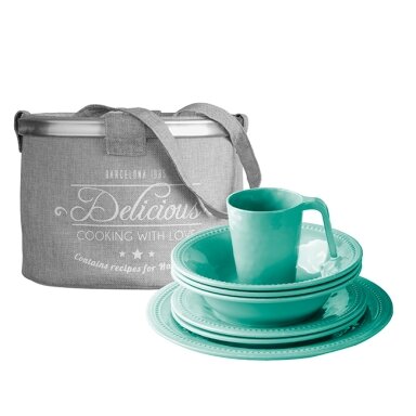 Unbreakable tablewear set HARMONY for 4, aqua (4 pcs.) Unbreakable tablewear set HARMONY for 4, aqua (4 pcs.)