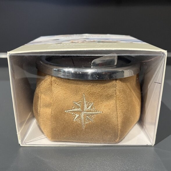Ashtray with lid windproof, simil suede camel 1