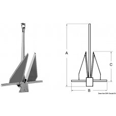 Foldable galvanised anchor 8 kg (01.139.08)